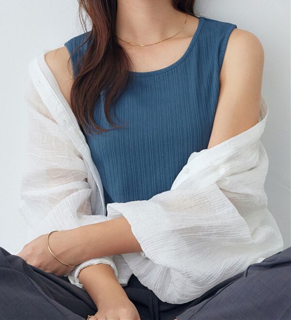 alotta（アロッタ）の「【イージーケア・ＵＶ対策】毎日使える！ひんやりテレコリブタンクトップ（タンクトップ・キャミソール）」｜詳細画像