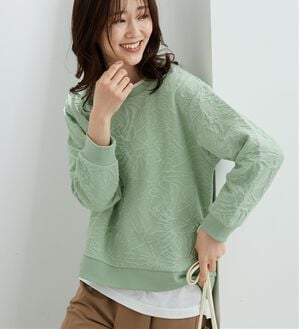 BELLUNA（ベルーナ）の「花柄ふくれジャカード素材プルオーバー（カットソー）」｜ミント