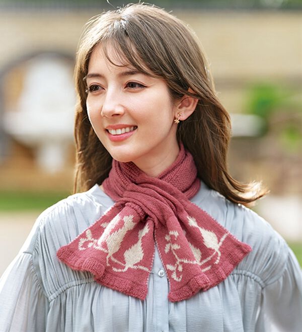 BELLUNA（ベルーナ）の「ウール入ネコシルエットミニマフラー（ストール・スカーフ・マフラー）」｜ローズ