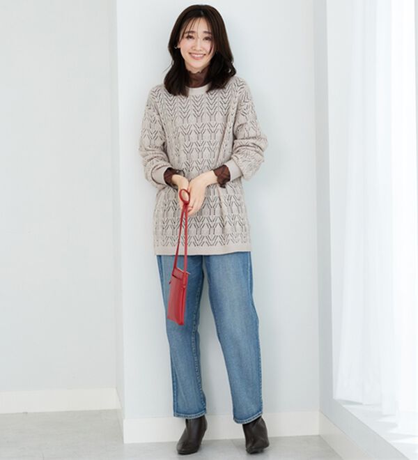 BELLUNA（ベルーナ）の「シアー素材ハイネックインナープルオーバー（カットソー）」｜詳細画像