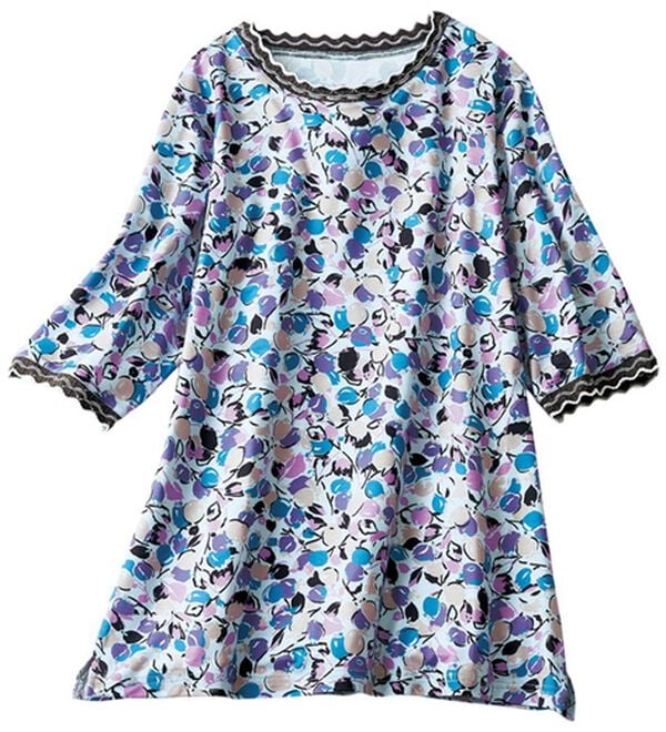 ルフラン（ルフラン）の「かぎ針編使い上品プルオーバー（カットソー）」｜ブルー木の実