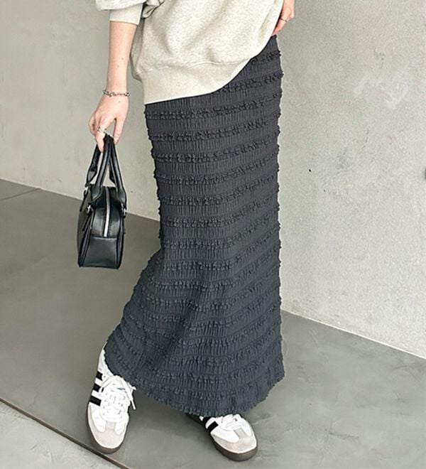 GeeRA（ジーラ）の「すっきりオシャレ見え！ジャカードレースタイトスカート（ロングスカート）」｜詳細画像