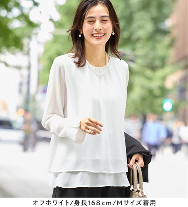 Viola e Viola（ヴィオラ エ ヴィオラ）の「裾フレア裏地付きシフォンブラウス（ブラウス）」｜詳細画像