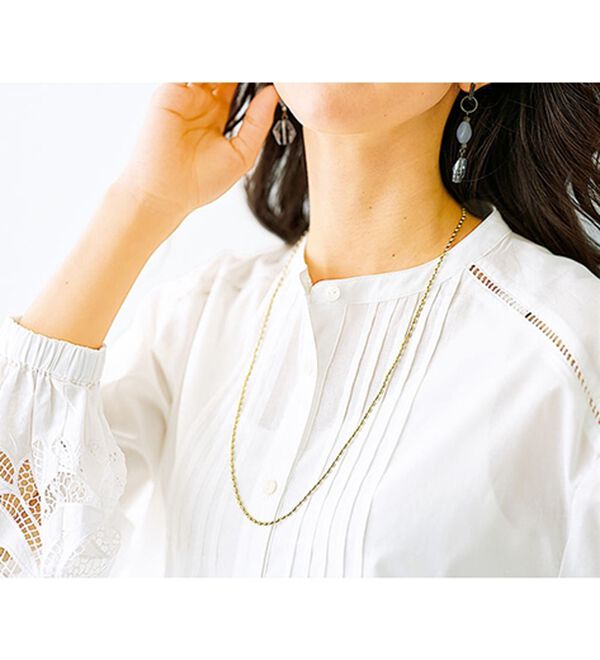 BELLUNA（ベルーナ）の「リーフ柄レース切替シャツチュニック（チュニック）」｜詳細画像