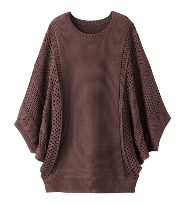 BELLUNA（ベルーナ）の「透かし編ドルマンニットプルオーバー（ニット・セーター）」｜詳細画像