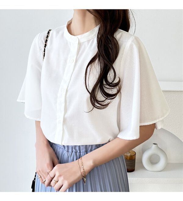 GeeRA（ジーラ）の「フレアー袖バンドカラーブラウス（ブラウス）」｜詳細画像