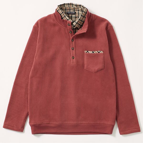 「裏ベロアのお洒落なダブル衿トレーナー（メンズトレーナー）」｜レンガ