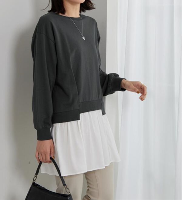 BELLUNA（ベルーナ）の「裏毛素材レイヤード風チュニック（チュニック）」｜詳細画像