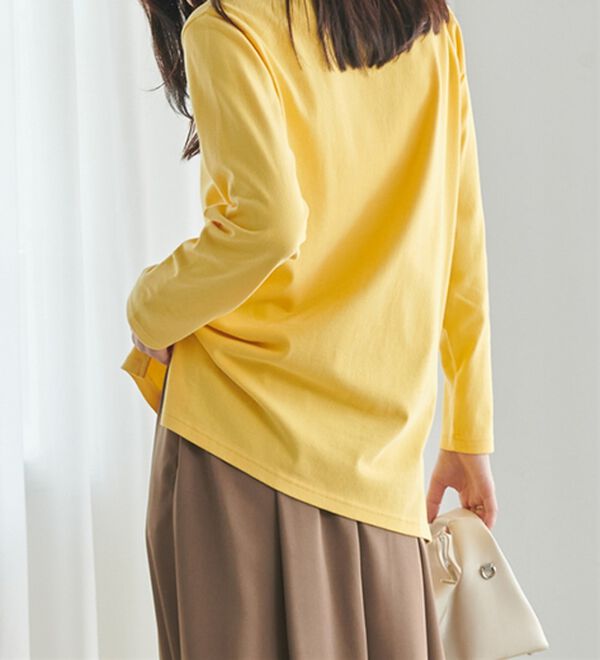 RANAN（ラナン）の「＜ＢＣ＞綿１００％×吸湿発熱！あったか裾スリットロングプルオーバー（カットソー）」｜詳細画像