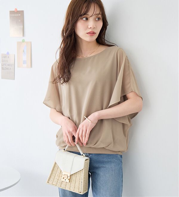 alotta（アロッタ）の「【接触冷感】カットソー裏地付ドルマンブラウス（ブラウス）」｜詳細画像