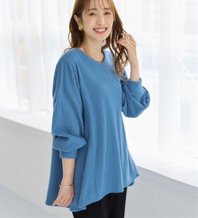 alotta（アロッタ）の「ふんわりリブニットソーＡラインチュニック（チュニック）」