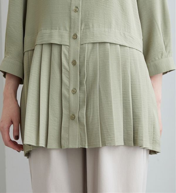 BELLUNA（ベルーナ）の「【UVカット】機能付！裾プリーツ切替チュニック（チュニック）」｜詳細画像