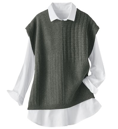 BELLUNA（ベルーナ）の「パッチワーク柄編地変化ニットベスト（ベスト）」