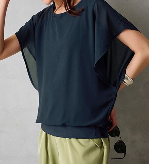 RANAN（ラナン）の「シフォン使いふんわり袖プルオーバー（カットソー）」｜詳細画像