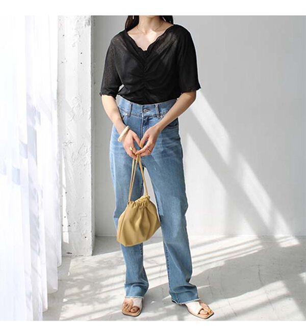 GeeRA（ジーラ）の「Ｖネックシャーリングカットソー（カットソー）」｜詳細画像