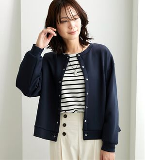 BELLUNA（ベルーナ）の「きれい見えスナップボタンカーディガン（ニットカーディガン）」｜ネイビー