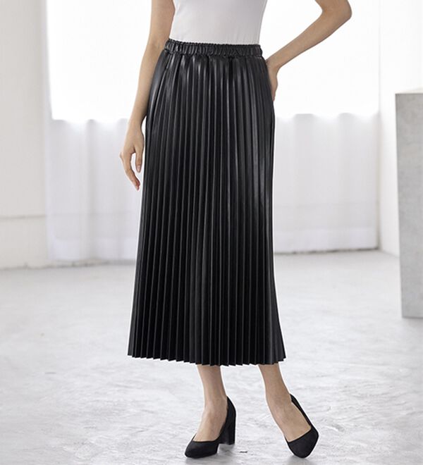 BELLUNA（ベルーナ）の「レザーライクプリーツスカート（ロングスカート）」｜詳細画像
