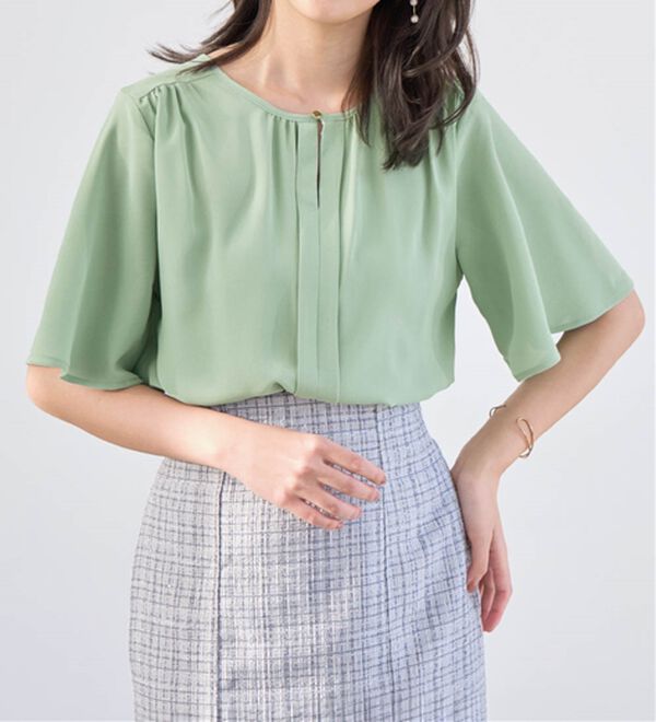 alotta（アロッタ）の「【接触冷感】前後２ＷＡＹギャザーブラウス（半袖）（ブラウス）」｜詳細画像