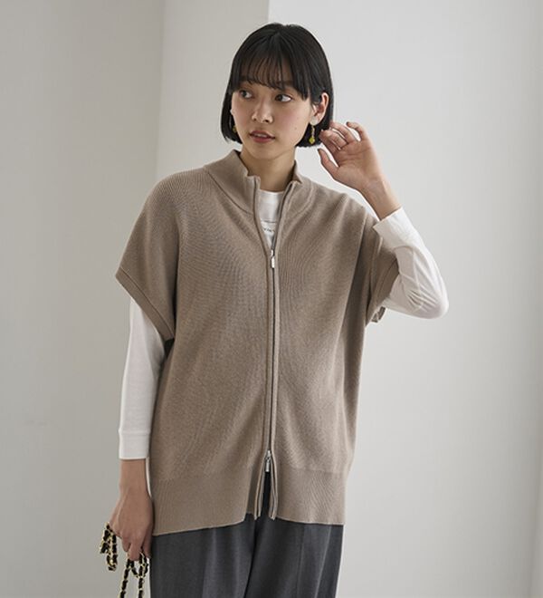 BELLUNA（ベルーナ）の「綿１００％ダブルジップニットベスト（ベスト）」｜詳細画像
