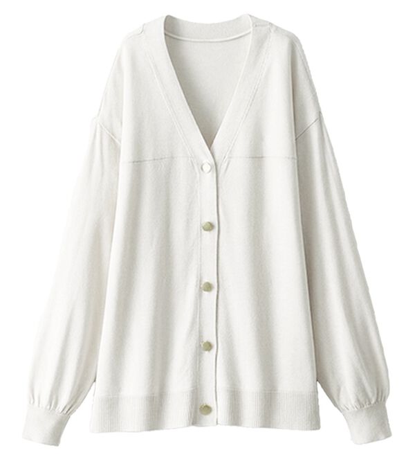 BELLUNA（ベルーナ）の「【快適Ｌａｂ．】シャリ冷！洗える多機能ニットカーディガン（ニットカーディガン）」｜オフ白