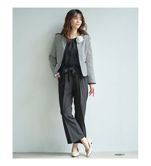 GeeRA（ジーラ）の「【４点セット】ツイードジャケットワイドパンツスーツセット（パンツスーツ）」｜詳細画像