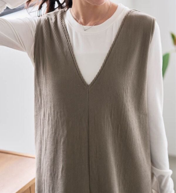 RANAN（ラナン）の「あったか裏ベロアニットコールジャンパースカート（ジャンパースカート）」｜詳細画像