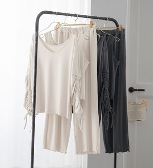 YU'NOW（ユナウ）の「リブルームウエア３点セット（パジャマ・ルームウェア）」｜詳細画像