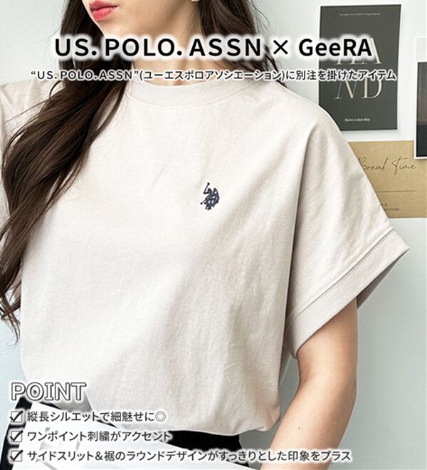 GeeRA（ジーラ）の「【新色追加】【ＵＳ．ＰＯＬＯ．ＡＳＳＮ】綿100％フレンチスリーブＴシャツ（Tシャツ）」｜詳細画像