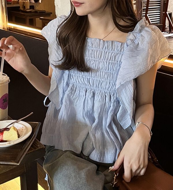 GeeRA（ジーラ）の「フリルシャーリングブラウス（ブラウス）」｜詳細画像