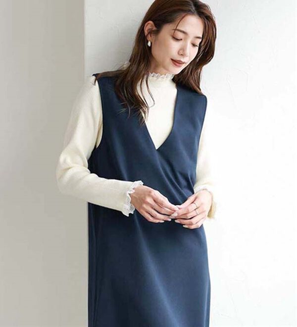 Pierrot（ピエロ）の「レース付ハイネックリブニット（ニット・セーター）」｜詳細画像