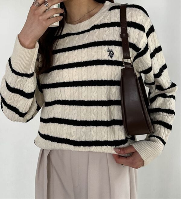 RANAN（ラナン）の「＜U.S.POLO ASSN.ユーエスポロアッスン＞ ワンポイントケーブルニット（ニット・セーター）」｜詳細画像