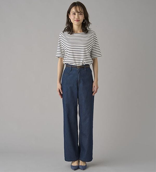 BELLUNA（ベルーナ）の「新感覚！メッシュデニムワイドパンツ（フルレングスパンツ）」｜詳細画像