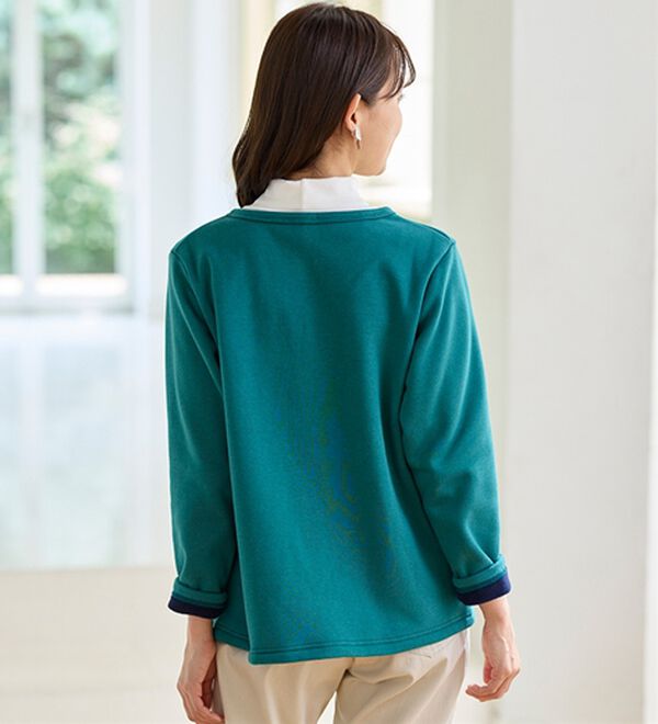 BELLUNA（ベルーナ）の「パチパチしにくい！静電気防止裏フリース配色カーディガン（その他カーディガン）」｜詳細画像