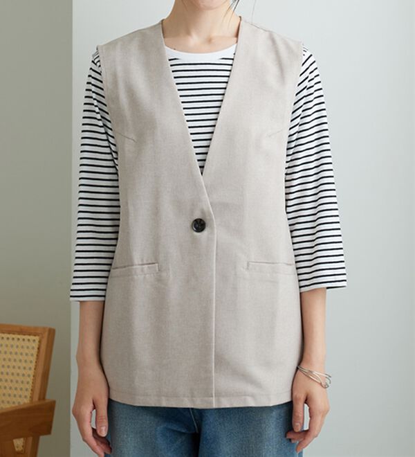 BELLUNA（ベルーナ）の「ノーカラーデザインジレ（ベスト）」｜詳細画像