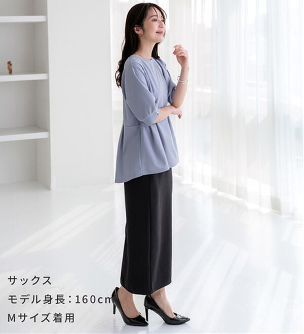 BELLUNA（ベルーナ）の「ジョーゼット素材タック使いＴブラウス（ブラウス）」｜詳細画像