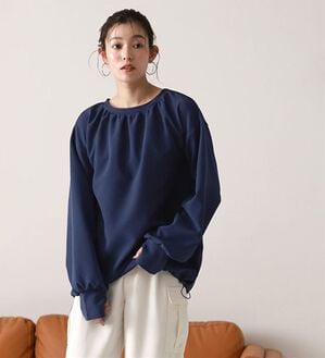 Pierrot（ピエロ）の「【速乾機能付】ギャザートップスラッシュガード（チュニック）」｜ネイビー