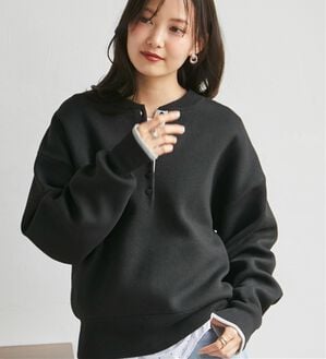RANAN（ラナン）の「ヘンリーネックスウェトライクニット（ニット・セーター）」｜ブラック