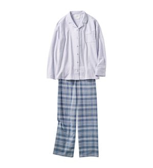 YU'NOW（ユナウ）の「【上下２点セット】コットンネルシャツパジャマセット（パジャマ・ルームウェア）」｜パープル