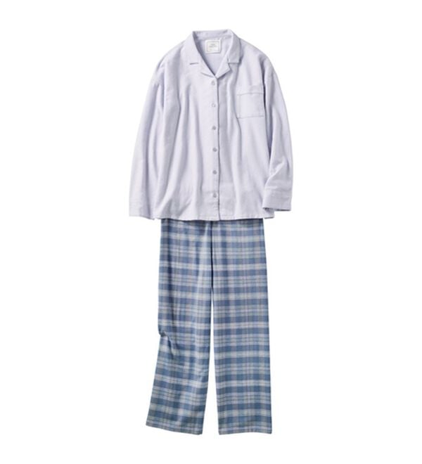 YU'NOW（ユナウ）の「【上下２点セット】コットンネルシャツパジャマセット（パジャマ・ルームウェア）」｜パープル