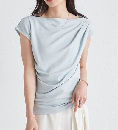 RANAN（ラナン）の「タックドレープフレンチスリーブＴ（Tシャツ）」