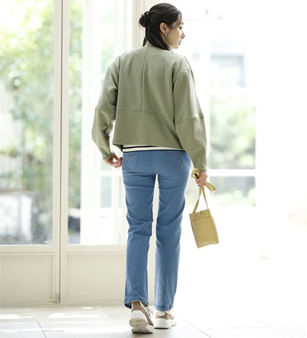 ルフラン（ルフラン）の「配色ステッチ使い柔らかカラーデニムパンツ（フルレングスパンツ）」｜詳細画像