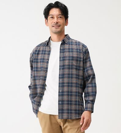 「シンプル＆プラス　フランネルチェックシャツ（メンズシャツ）」