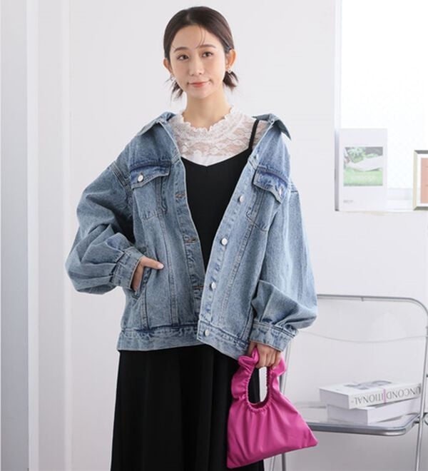 A HAPPY MARILYN（アハッピーマリリン）の「【Ｌ～８Ｌ】ゆったりシルエットのオーバーサイズデニムジャケット（その他ジャケット）」｜詳細画像