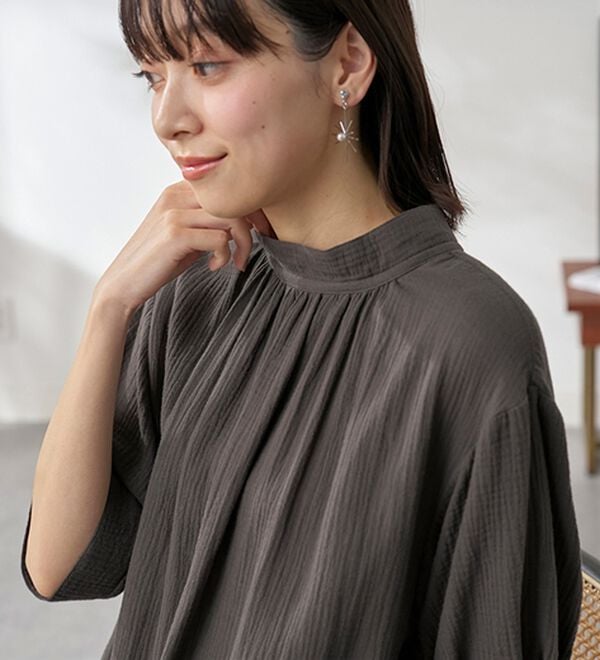 BELLUNA（ベルーナ）の「《ＨｕｇＲｅａｍコットン》ダブルガーゼゆったりワンピース（チュニックワンピース）」｜詳細画像