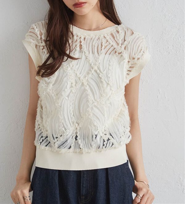 RANAN（ラナン）の「【前後２ＷＡＹ】シアー刺しゅうベスト（ベスト）」｜詳細画像