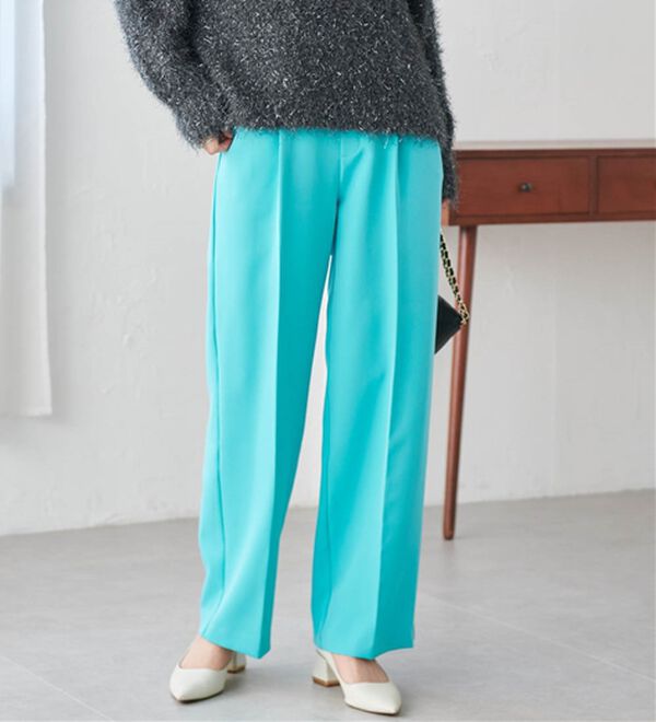 RANAN（ラナン）の「【選べる２丈】機能付！美脚シルエットセンタープレスワイドパンツ（フルレングスパンツ）」｜詳細画像