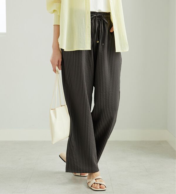 BELLUNA（ベルーナ）の「速乾！サッカー素材ドロストワイドパンツ（ワイドパンツ・ガウチョ）」｜詳細画像