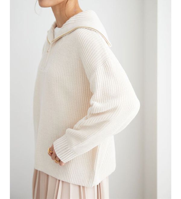 BELLUNA（ベルーナ）の「あぜ編ハーフジップニットプルオーバー（ニット・セーター）」｜詳細画像