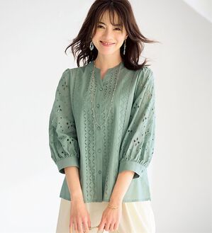 BELLUNA（ベルーナ）の「花柄レース切替デザインブラウス（ブラウス）」｜詳細画像