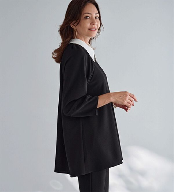 BELLUNA（ベルーナ）の「【セットアップ対応】色褪せにくい黒！ストレートパンツ（フルレングスパンツ）」｜詳細画像